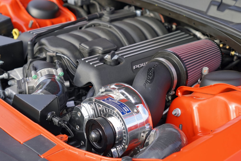 ProCharger supercharger installed on a Dodge SRT8 6.4L Hemi